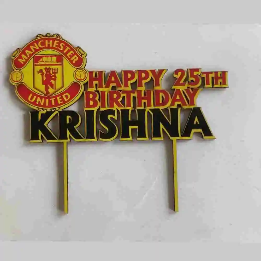 MDF Manchester United Name and Age Cake Topper